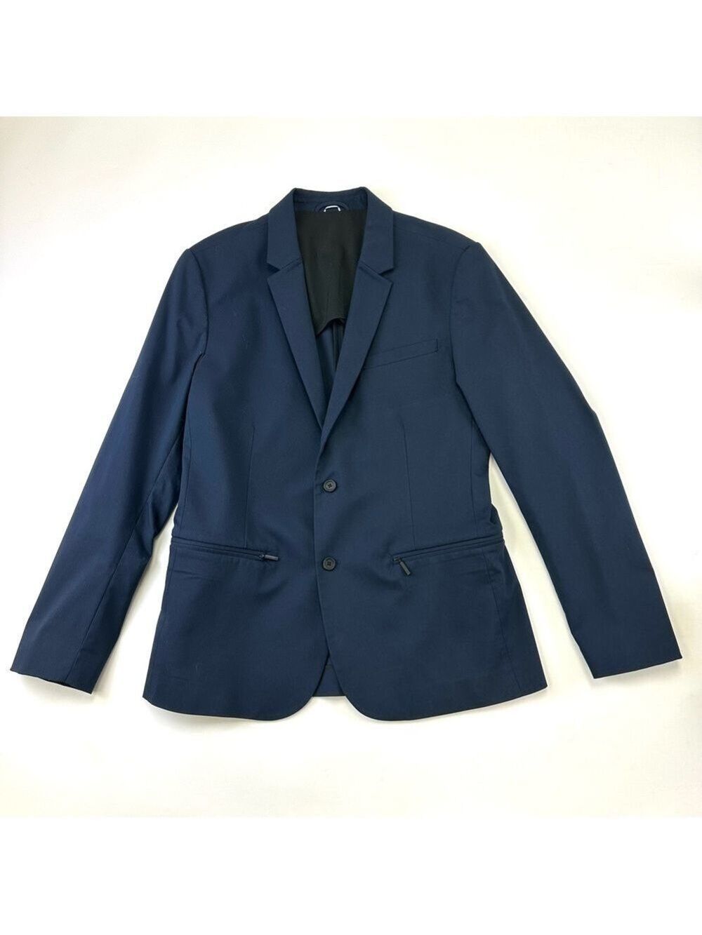 Kit and Ace navy Navigator sport coat blazer Mens Size 38R zip pockets